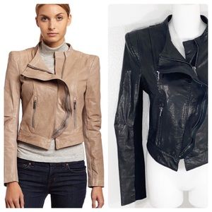 BCBGMaxazria black leather zipper moto jacket